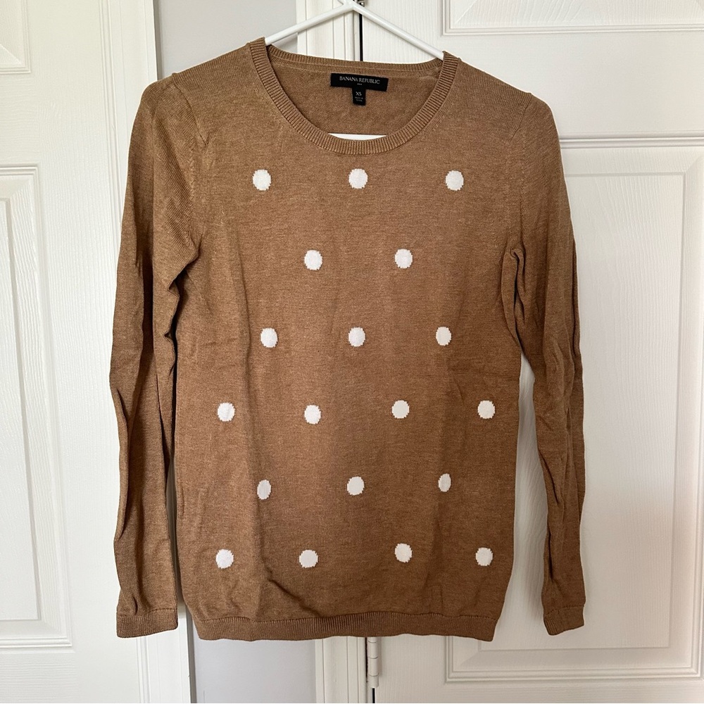 Banana Republic Brown with White Polka Dot Sweater